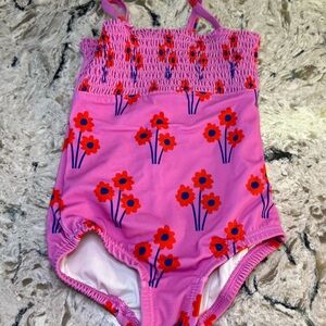 Hanna Andersson Pink Floral Kids Swim One Piece Smocked